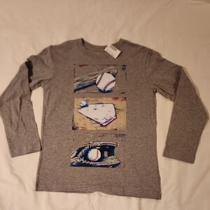 The Children's Place Gray Baseball Graphic Kids Shirt. Large 10/12